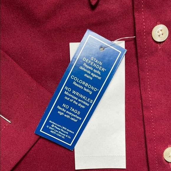 Dockers Burgandy Men's Short Sleeve Dress Shirt Size Large - Picture 8 of 8